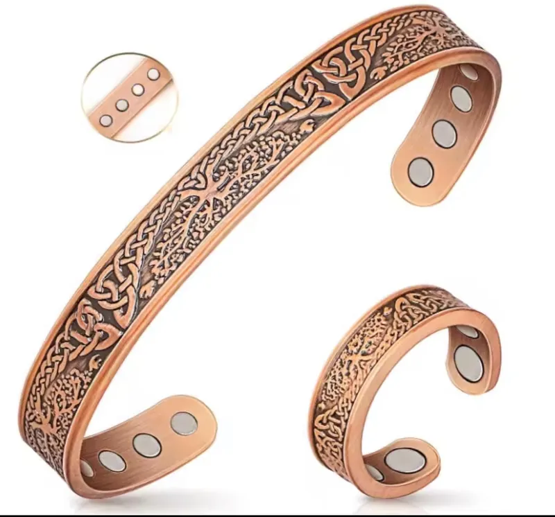 Tree of Life copper bracelet with matching ring